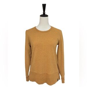 L.L.Bean Mustard Crewneck Sweatshirt XS Petite Cotton Blend Pullover